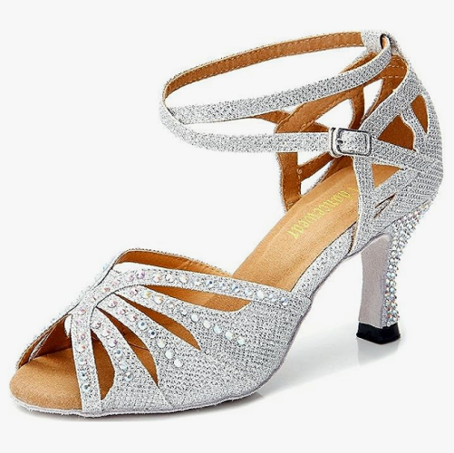 נעלי ריקוד סלוניים לנשים סנדל ריינסטון קריסטלים מושלם כמה יפה תיראי בנעל הנסיכותית הזו עם רצועת קרסול מחטבת