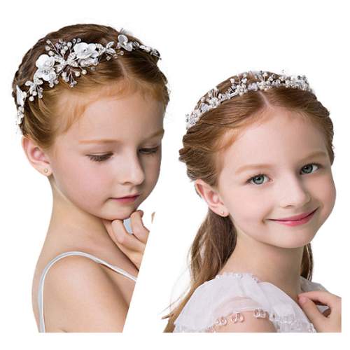 נזרים לשיער לילדות סט של 2 נזרי פרחים לבנים מושלמים לנסיכות קטנות לחתונה או לאירועים