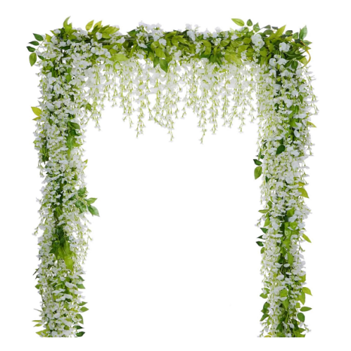 קישוטי פרחים לחתונה 4 יחידות של של ענפי ויסטריה מושלמים כל אחד באורך 2.2 מטר