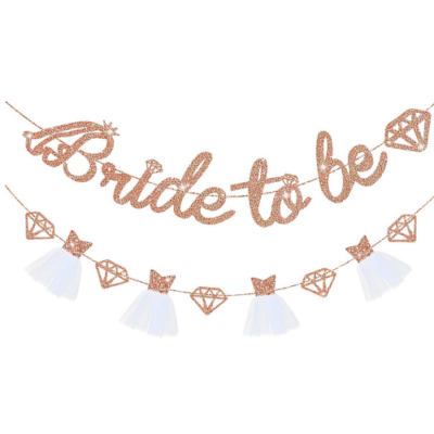 קישוטים למסיבת רווקות תל אביב שלט Bride To Be רוז גולד נצנצים למסיבת רווקות שהולך לצבוע לכן את האירוע ולהאיר את החדר