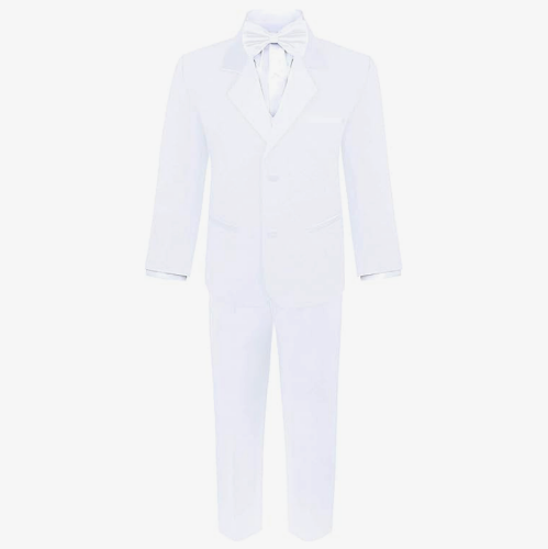 חליפת חתונה ילד כולל ז'קט רשמי מכנסיים חולצה וסט ועניבת פרפר שחור לגילאים שנתיים עד ילדים גדולים