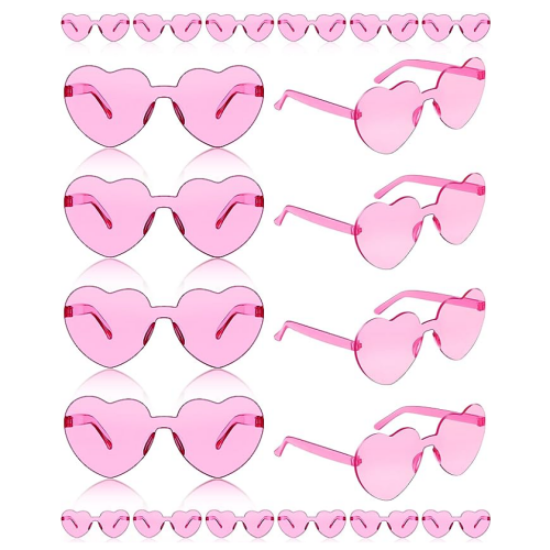 מתנות לחתונה לאורחים 20 זוגות משקפי שמש בצורת לב ללא מסגרת בצבע ממתק שקוף ללא מסגרת משקפיים טרנדיים, 10 צבעים לבחירה