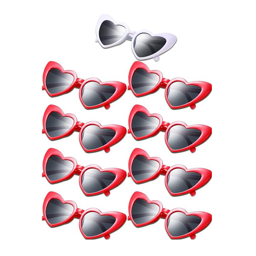 משקפי שמש בצורת לב לנשים חבילה מושלמת של 9 זוגות משקפיים בגזרת עיניי חתול בצבע אדום לוהט וסקסי