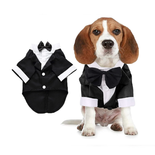 חליפת חתונה לכלב בסגנון יוקרתי ואלגנטי עשויה מכותנה נעימה ונושמת - סגירה קלה ונוחה
