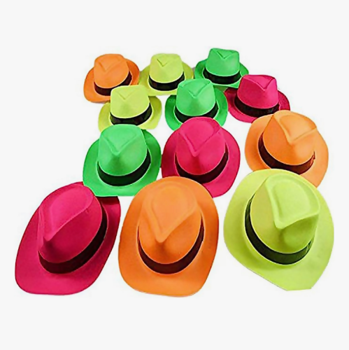 כובעים לרחבה בחתונה חבילה משתלמת של 12 או 24 כובעי ניאון פלסטיק שמתאימים למבוגרים ולילדים ויצבעו לכם את הרחבה