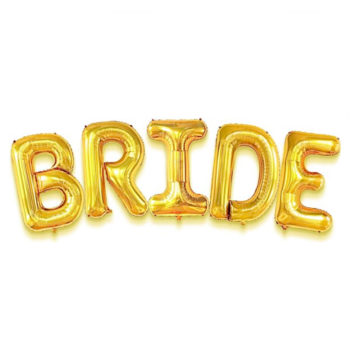 בלונים למסיבת רווקות אותיות פויל BRIDE ענקיות בצבעים כסף, זהב או רוז גולד לקישוט מושלם של המסיבה