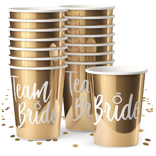 מסיבת רווקות בחורף סט של 14 כוסות זהב Team Bride ועוד כוס מיוחדת לכלה - עיצוב עוצר נשימה
