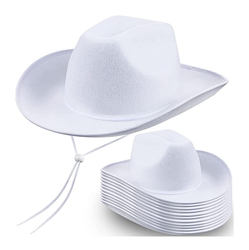 אביזרים לחתונה חבילה של 12 כובעי קאובוי מקצועיים ונעימים בצבע לבן למסיבת הרווקות