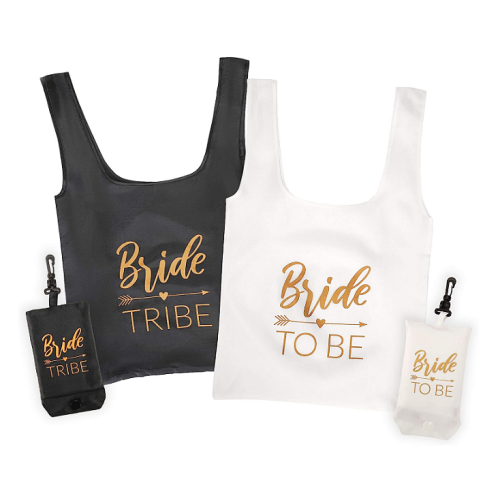 מתנות למסיבת רווקות בזול סט של 7 תיקי Bride Tribe ותיק אחד לכלה Bride + 7 מחזיקי מפתחות תואמים לאיחסון