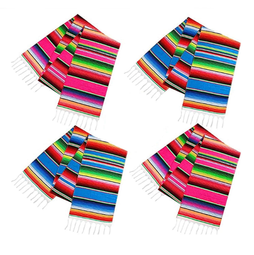 עיצוב מסיבה מקסיקנית סט של 4 ראנרים מעוצבים צבעוניים ומשמחים בשילובי צבעים מקסיקניים מרהיבים