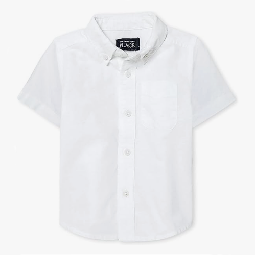 חולצה מכופתרת לבנה לילדים שרוול קצר חתיכית ושימושית בגזרה כיפית ונוחה - מידות לגילאים חצי שנה עד 5 שנים