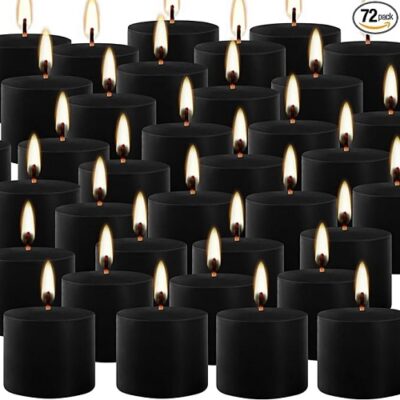 שולחנות ארוכים חתונה נר שעווה שחורה ללא ריח סט של 72 חתונות